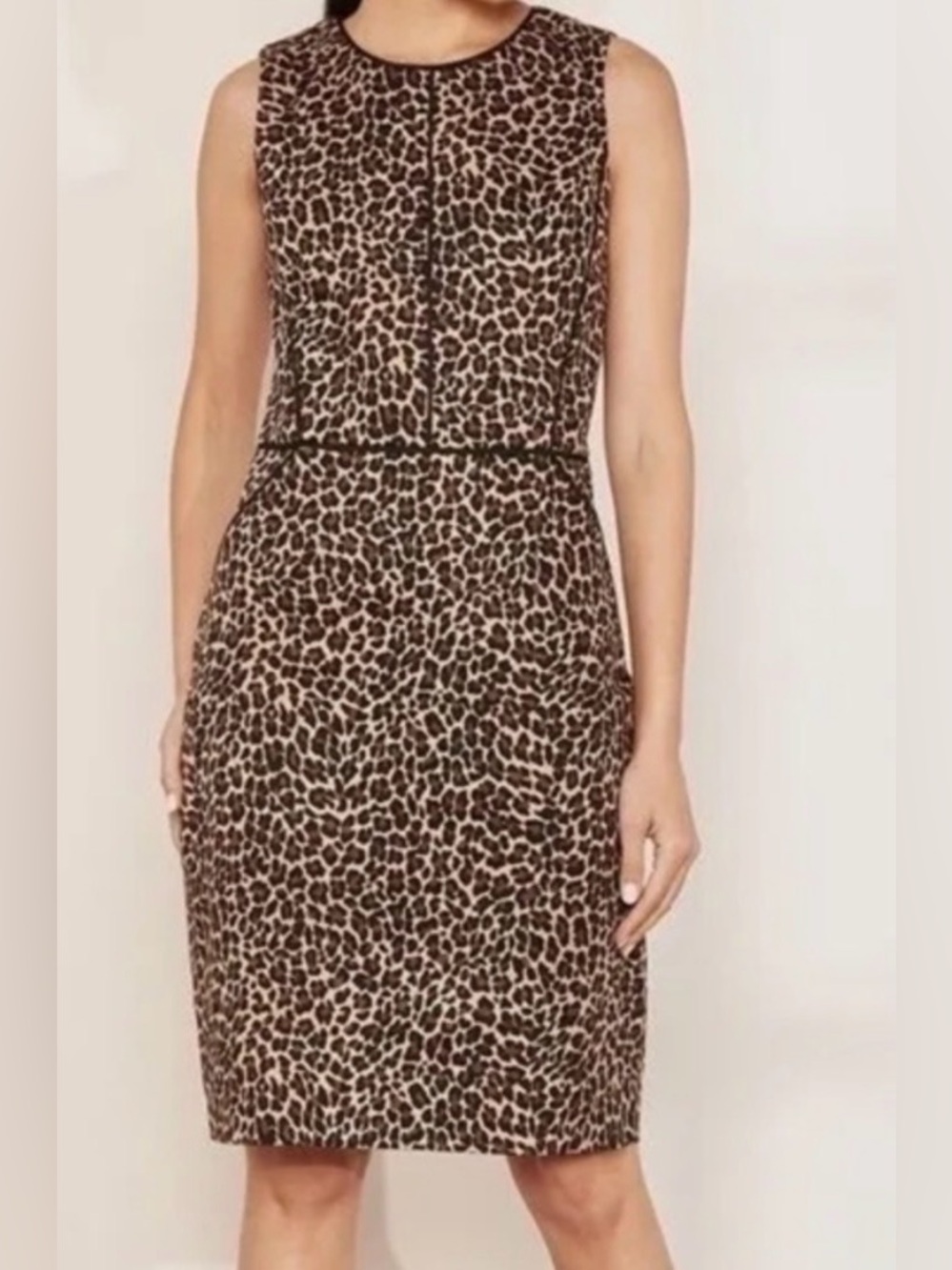 NWOT J. Crew Sleeveless Leopard-Print Midi Dress in Brown and Black